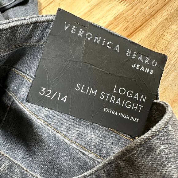 Veronica Beard Logan Straight Leg Jeans Tie Belt Extra High Rise Size 32 NWT - Picture 7 of 12